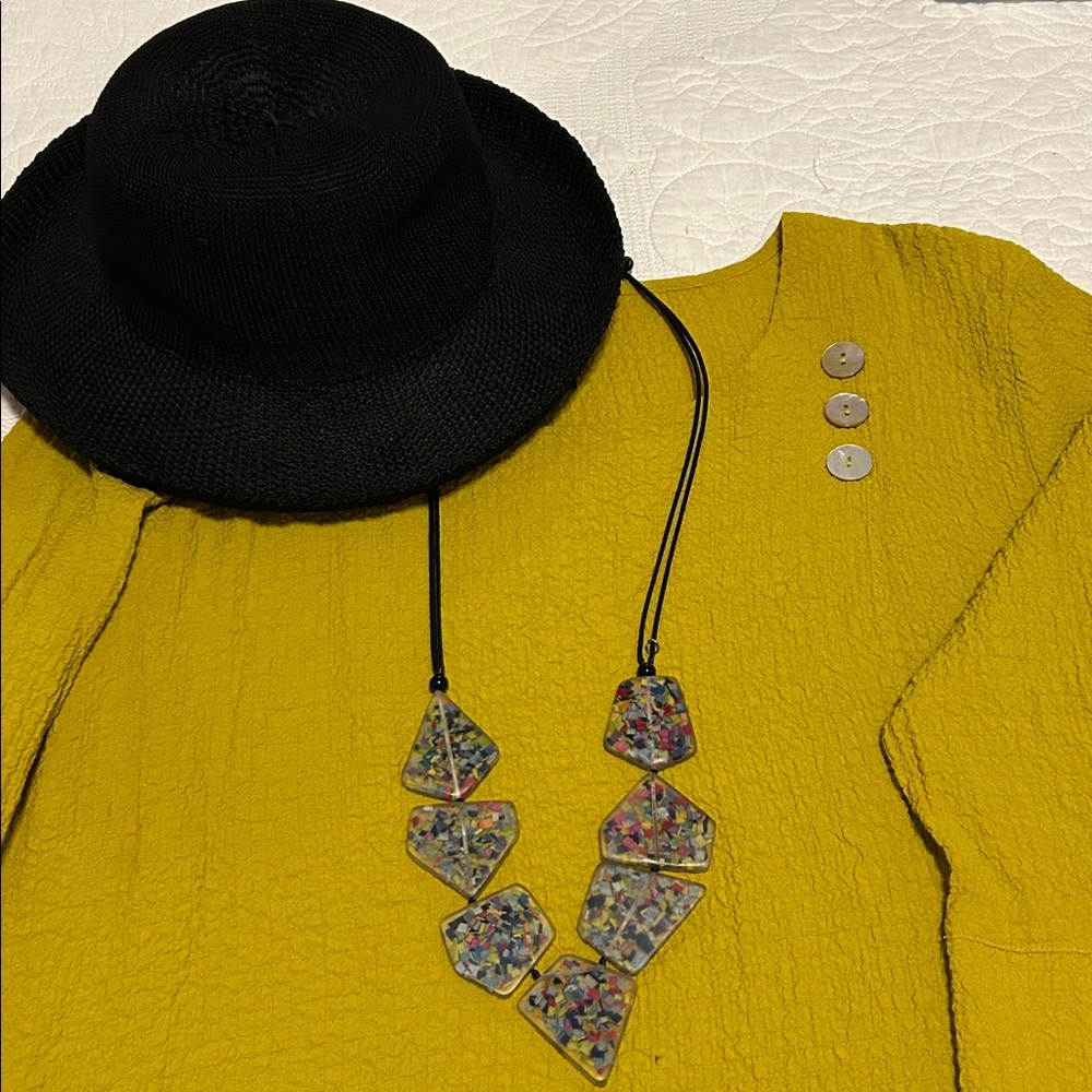Ali Miles Mustard Color Textured Blouse